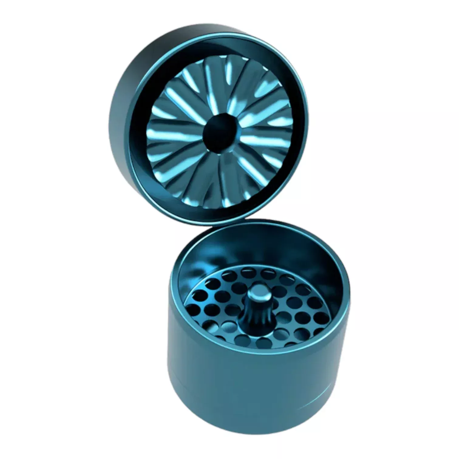 Flower Mill Grinder - Mini Aluminum 3 Piece Flower Mill Herb Grinder - Blue
