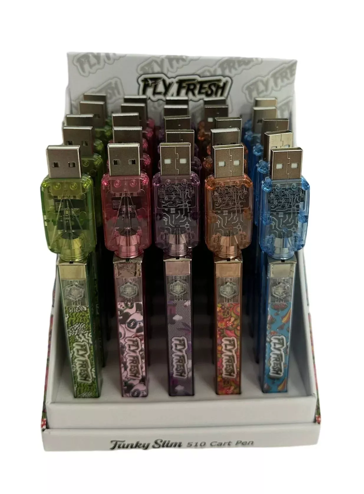 Fly Fresh Funky Slim 510 Cart Battery - 25ct Display