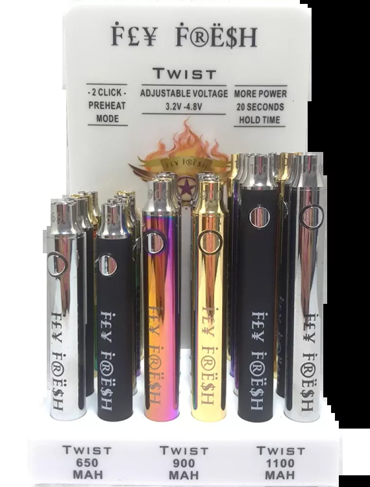 Fly Fresh Twist Battery – Variable Voltage 510 Thread 24ct Display