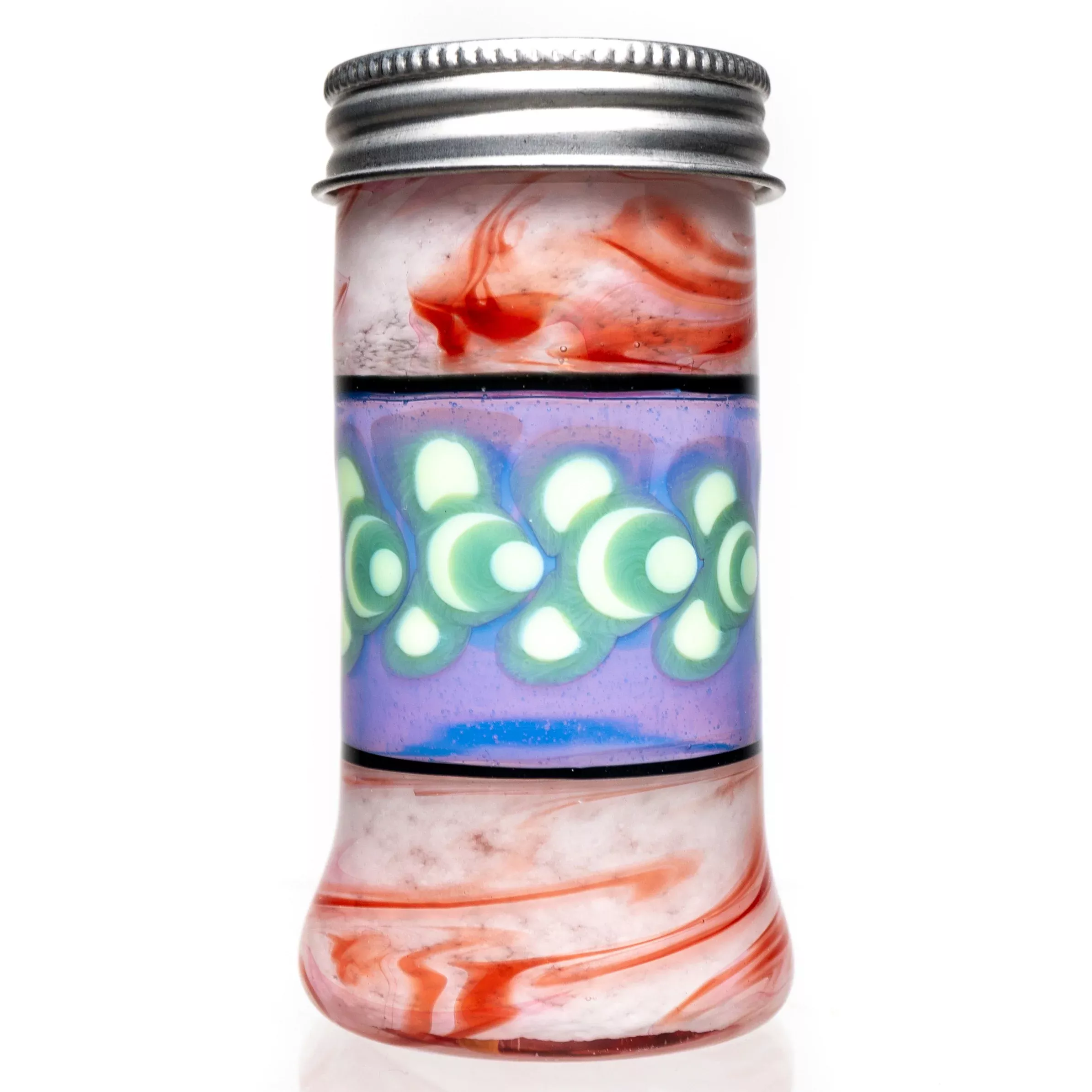 Foggy Mountain x Misfit Toys Glass - Dot Stack Twist Top Jar - Medium - Red & White