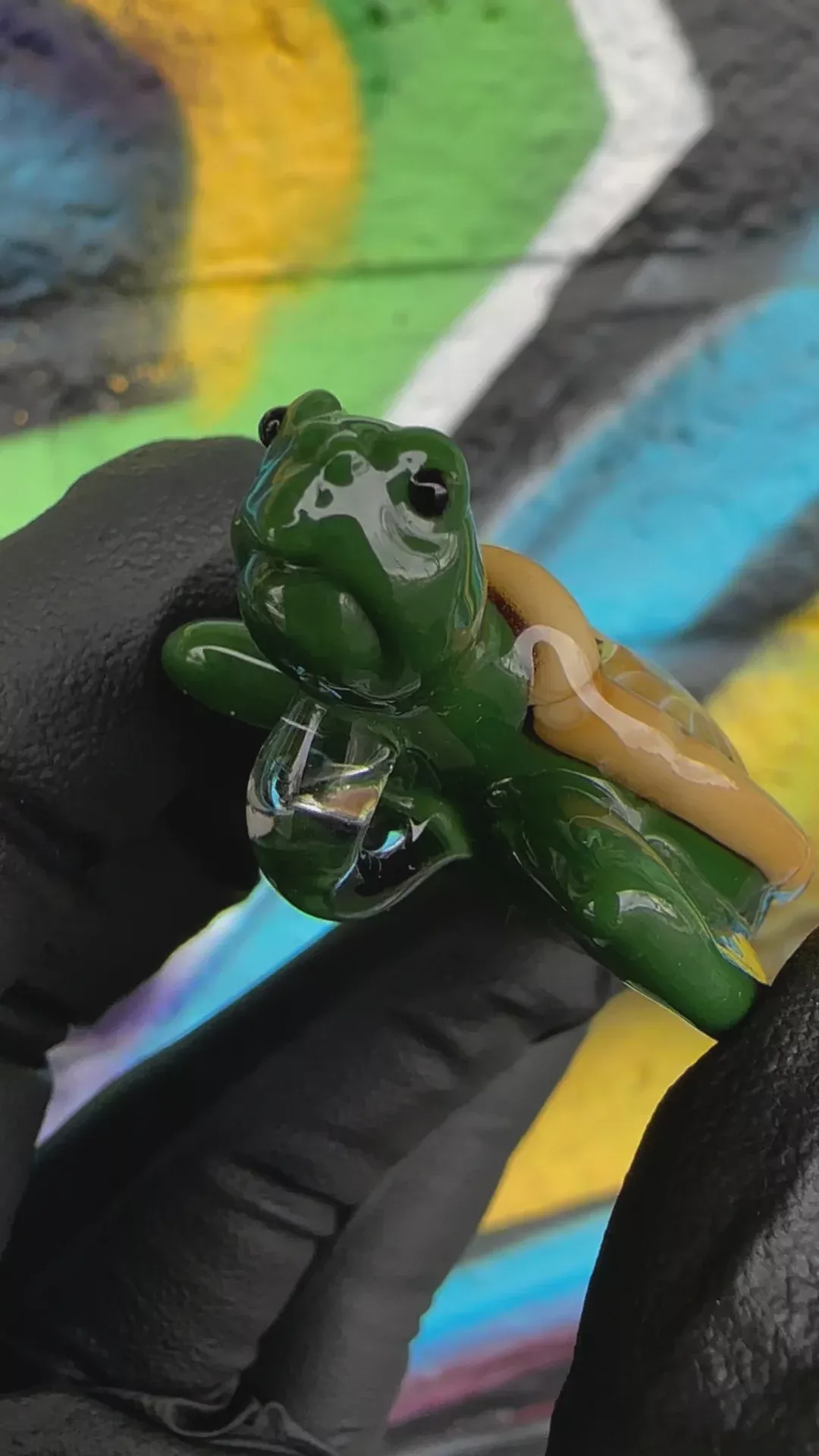 Forrest Green & Caramel Sea Turtle Pendant by Turtle Time Glass