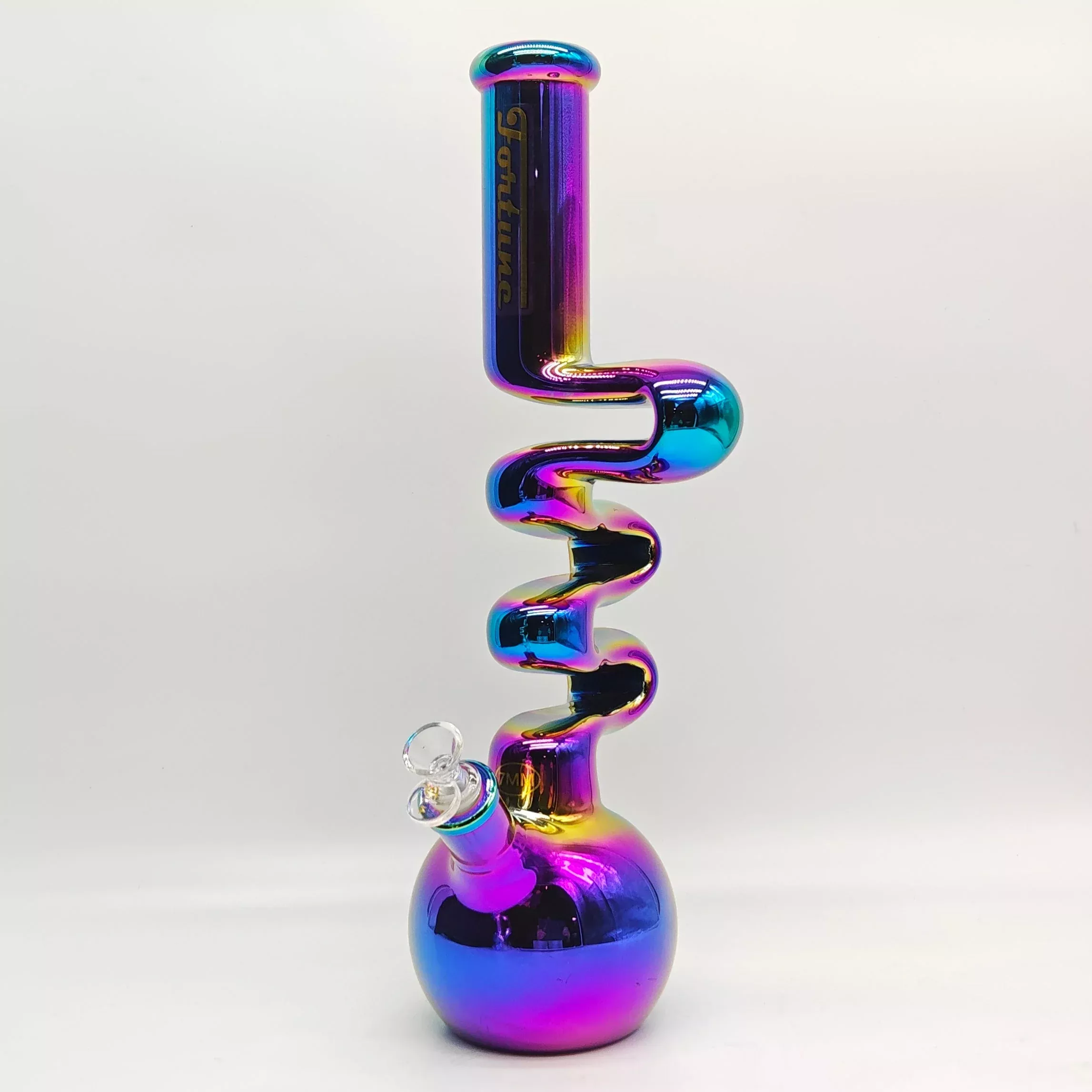 Fortune 18" Electroplated Zig-Zag Bong – 7mm Thick Glass Bong