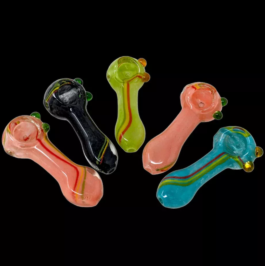 Frit Flat Mouth Hand Pipe - 3.5-Inch Portable Glass Design in Assorted Colors