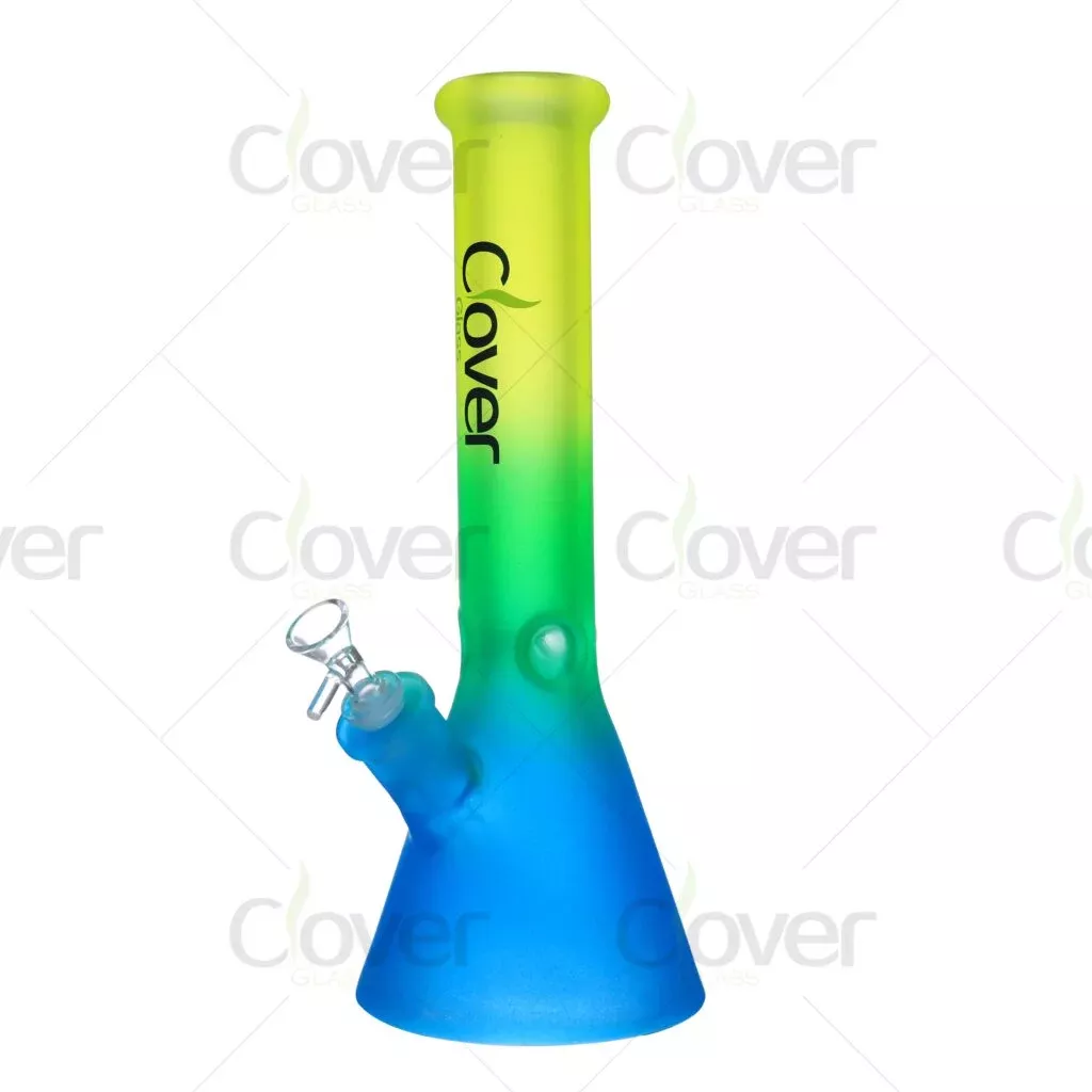 Frosted Gradient 14mm Female Glass Beaker Bong – 13.77-Inch with 7mm Durable Glass