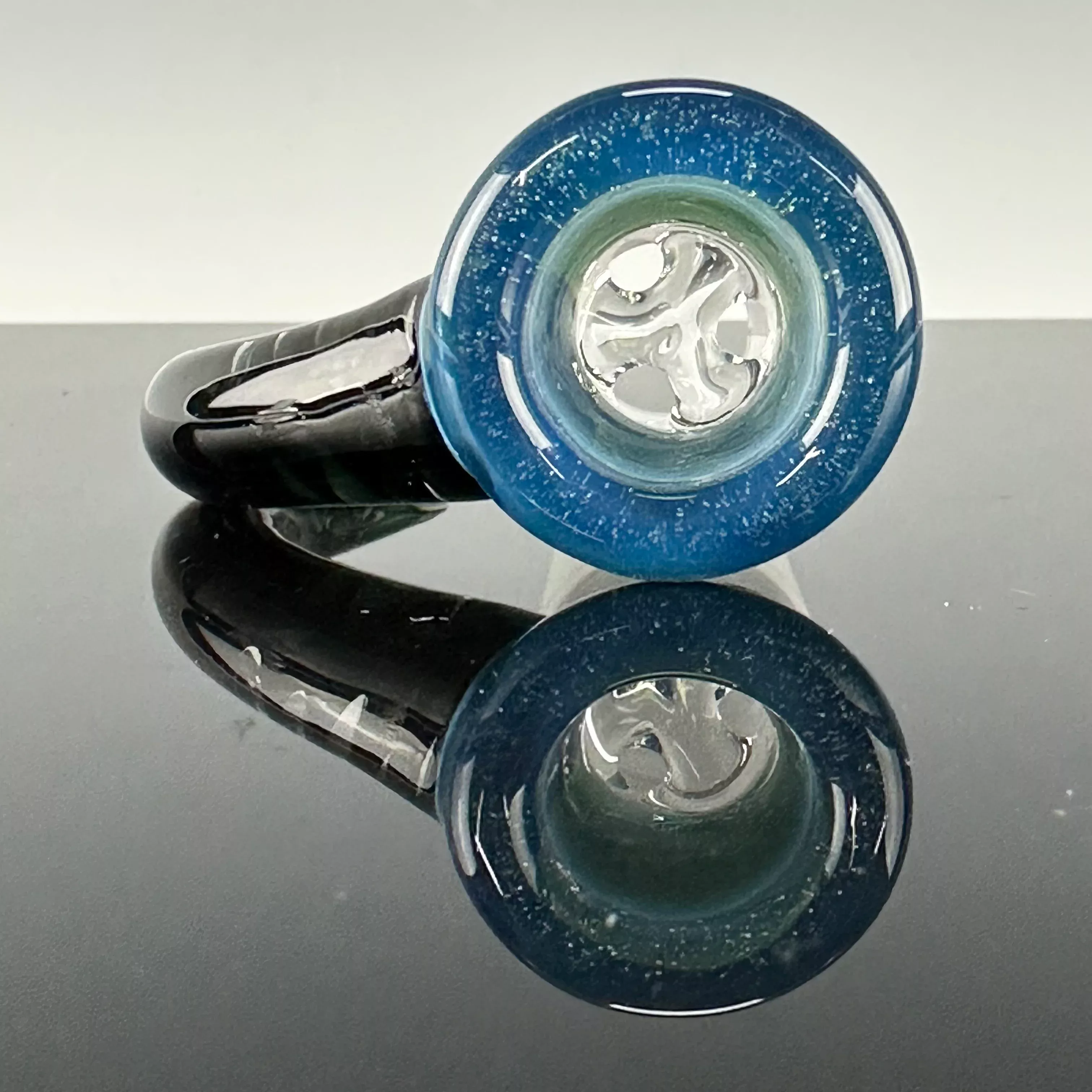 "Galaxy x Blue Slyme" Full Accent 18mm 3 Hole Slide by Moose Glass