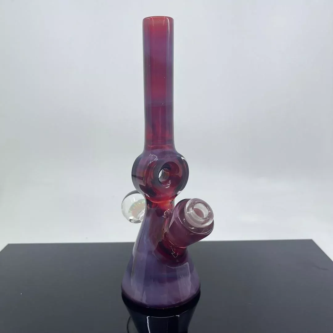 Gemini Art Glass Doughnut Tube - Phoenix Full Color Glass Rig with 10mm Joint