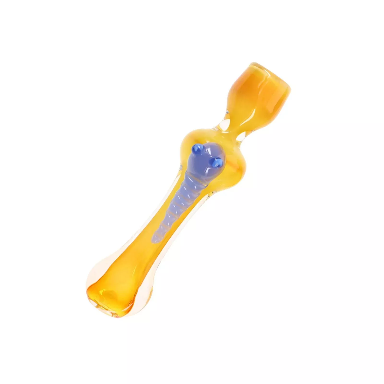 Gilded Gold-Fumed Chillum Glass Pipe