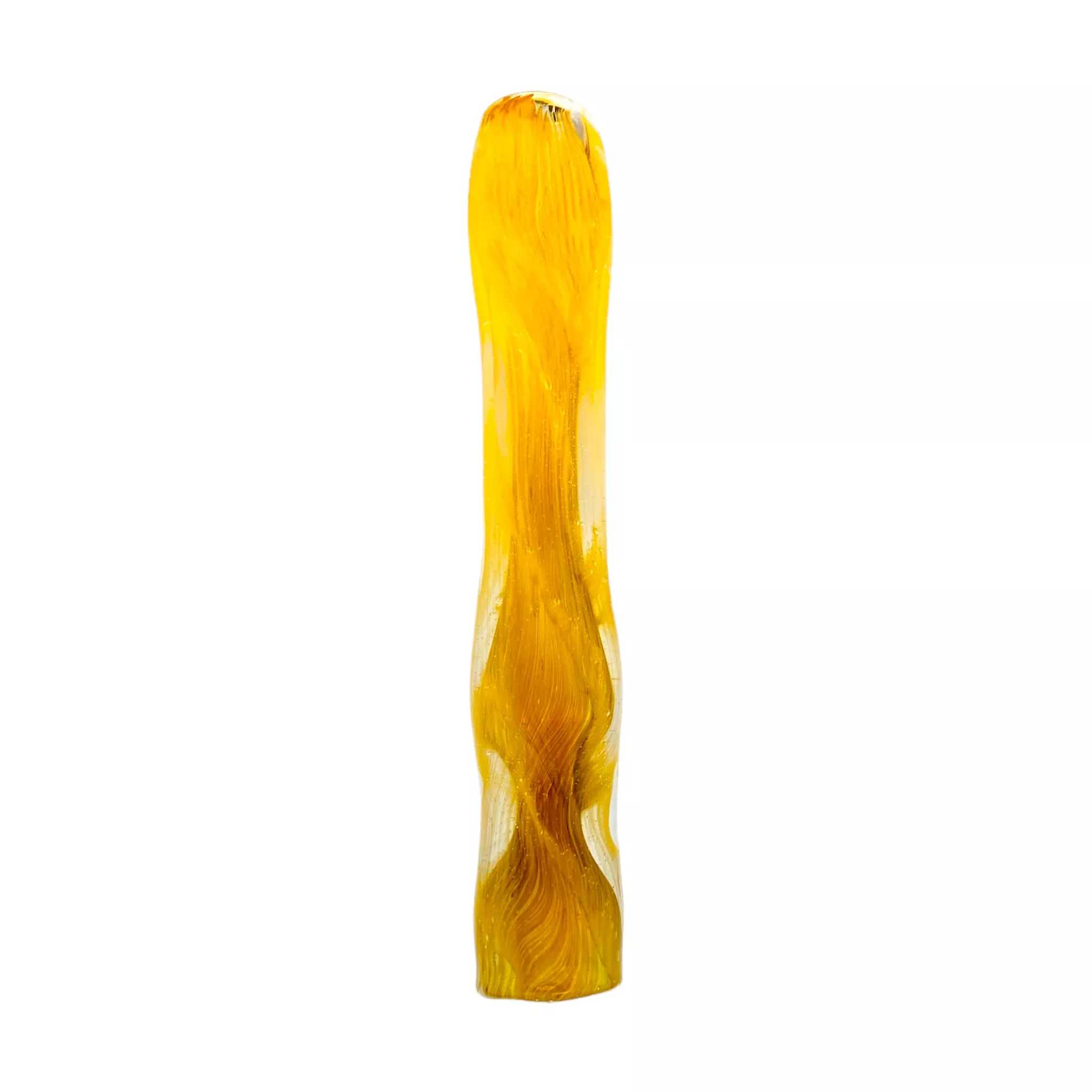 Glass Chillum Pipe - Yellow & Black With Sparkles Glass One Hitter