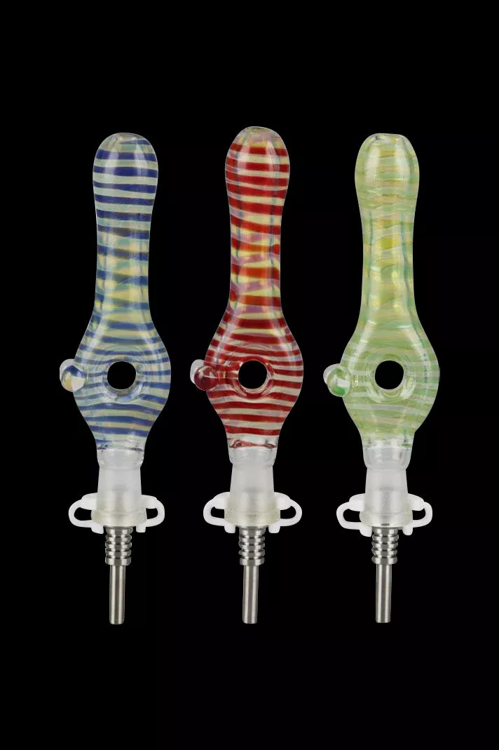 Glass Donut 10mm Dab Straw with Titanium Tip
