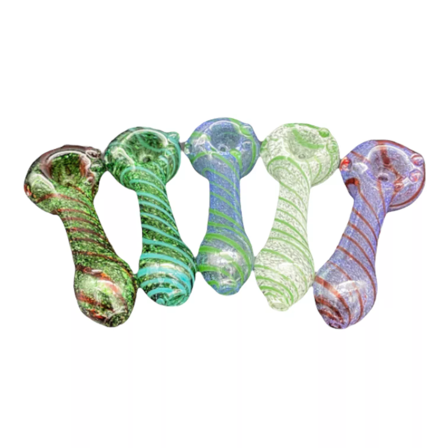 Glass Hand Pipe - Double Blown Inside Out Spiral Colors