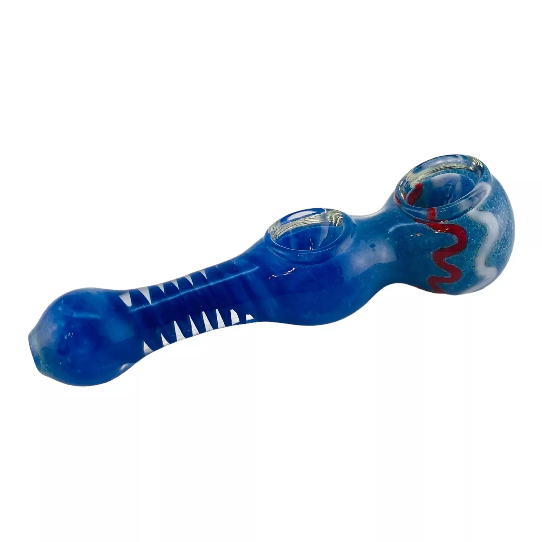Glass Hand Pipe With Double Blown Bowls