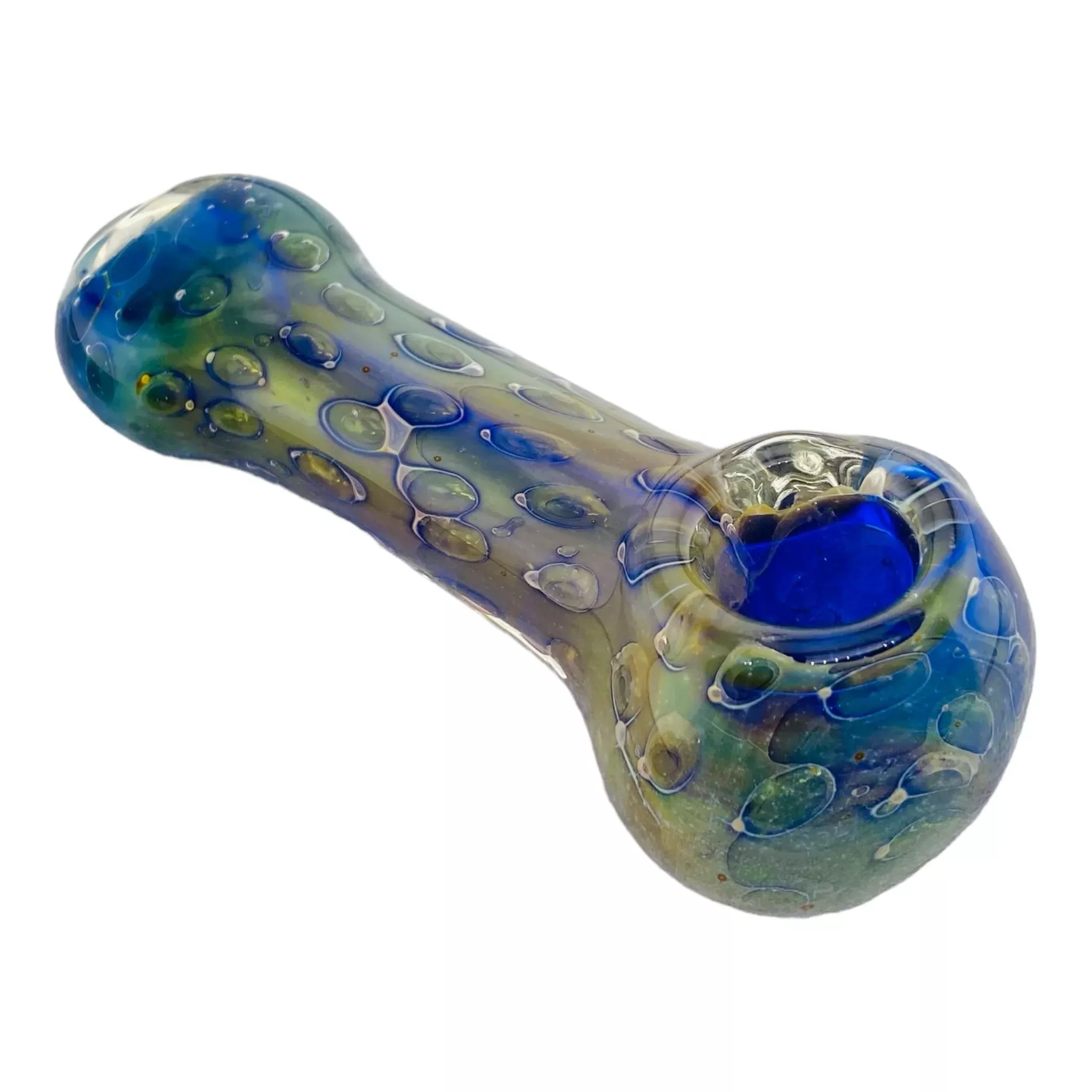Glass Hand Pipe With Space Fume Bubble Trap And Flat Mouthpece