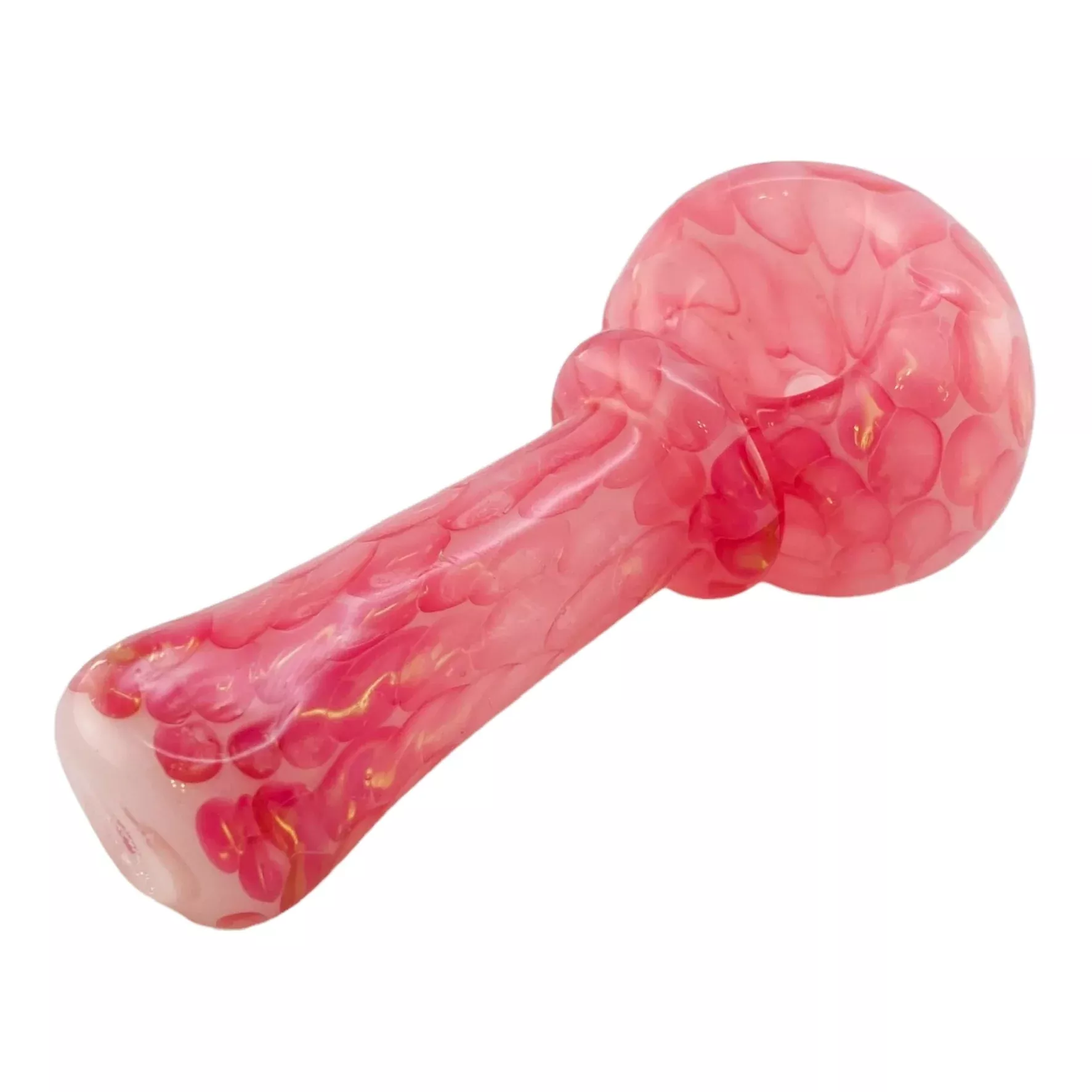 Glass Hand Pipes - Small Pink Dot Stack Spoon Pipe