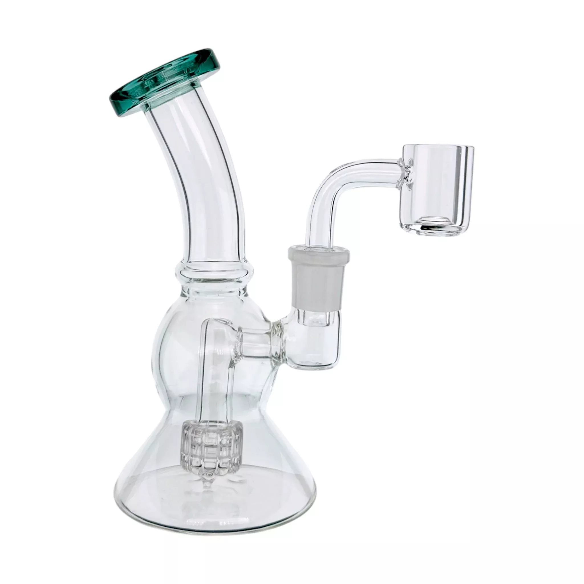 Glass Mini Dab Rig With Color Lip Dark Green