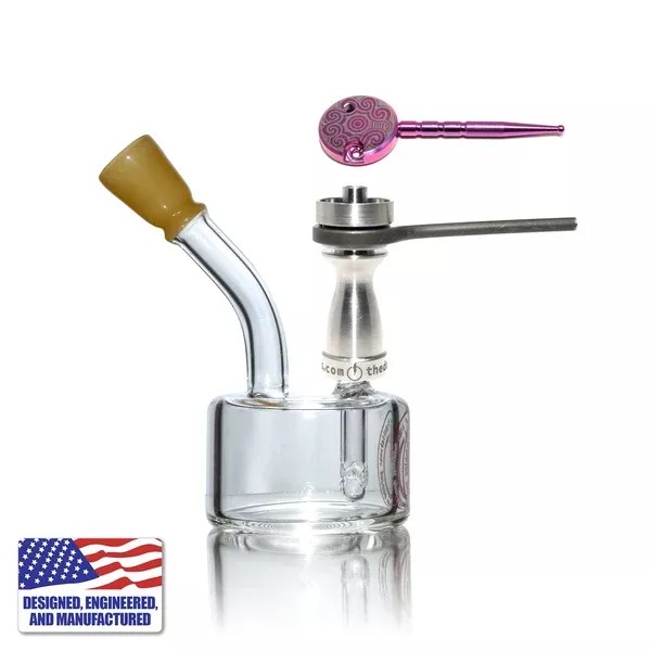 Glass and Nail Rig - Mini Hockey Puck (Butterscotch) with Flat Coil Titanium Nail