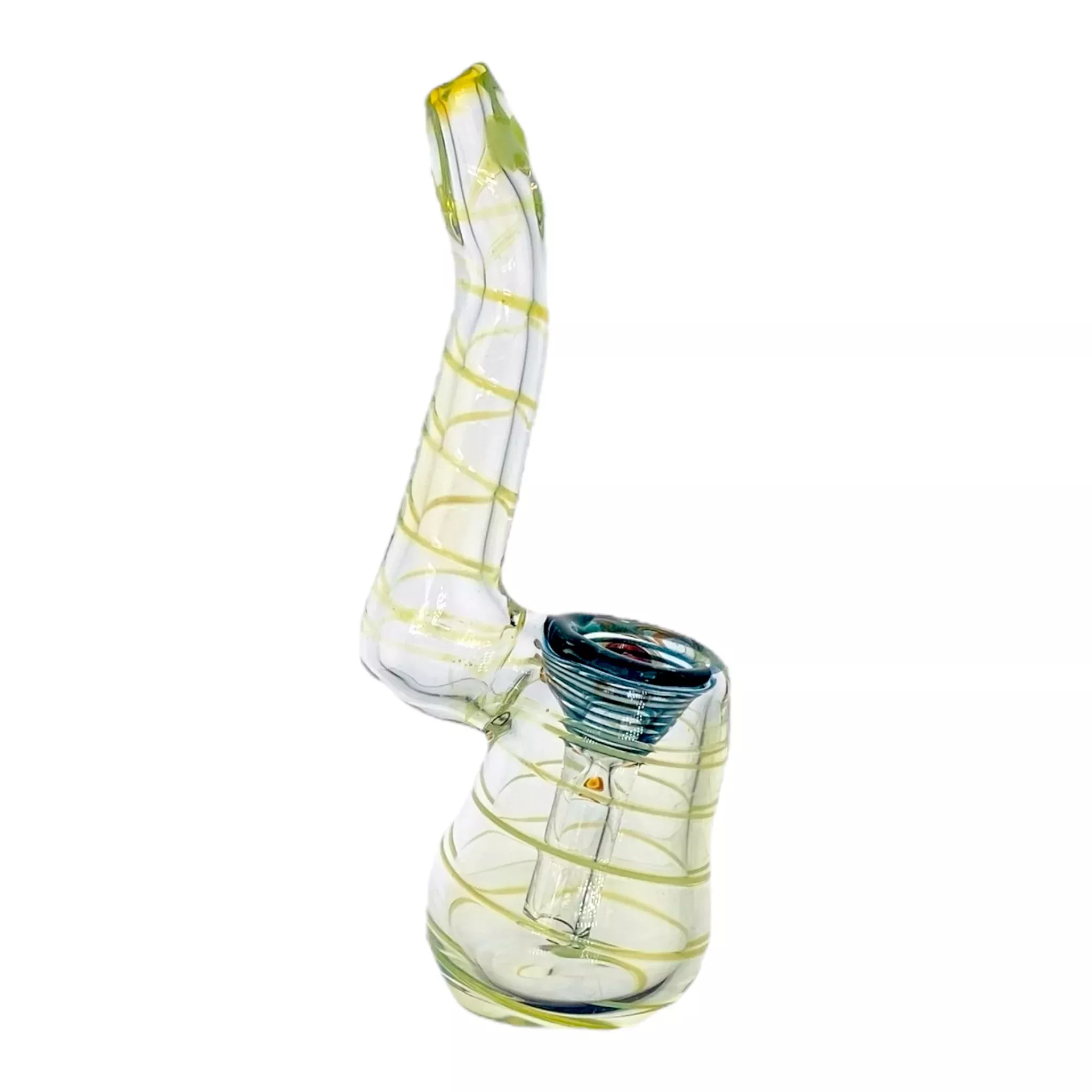 Glass Stand Up Bubbler Slyme Green Linework Color Changing