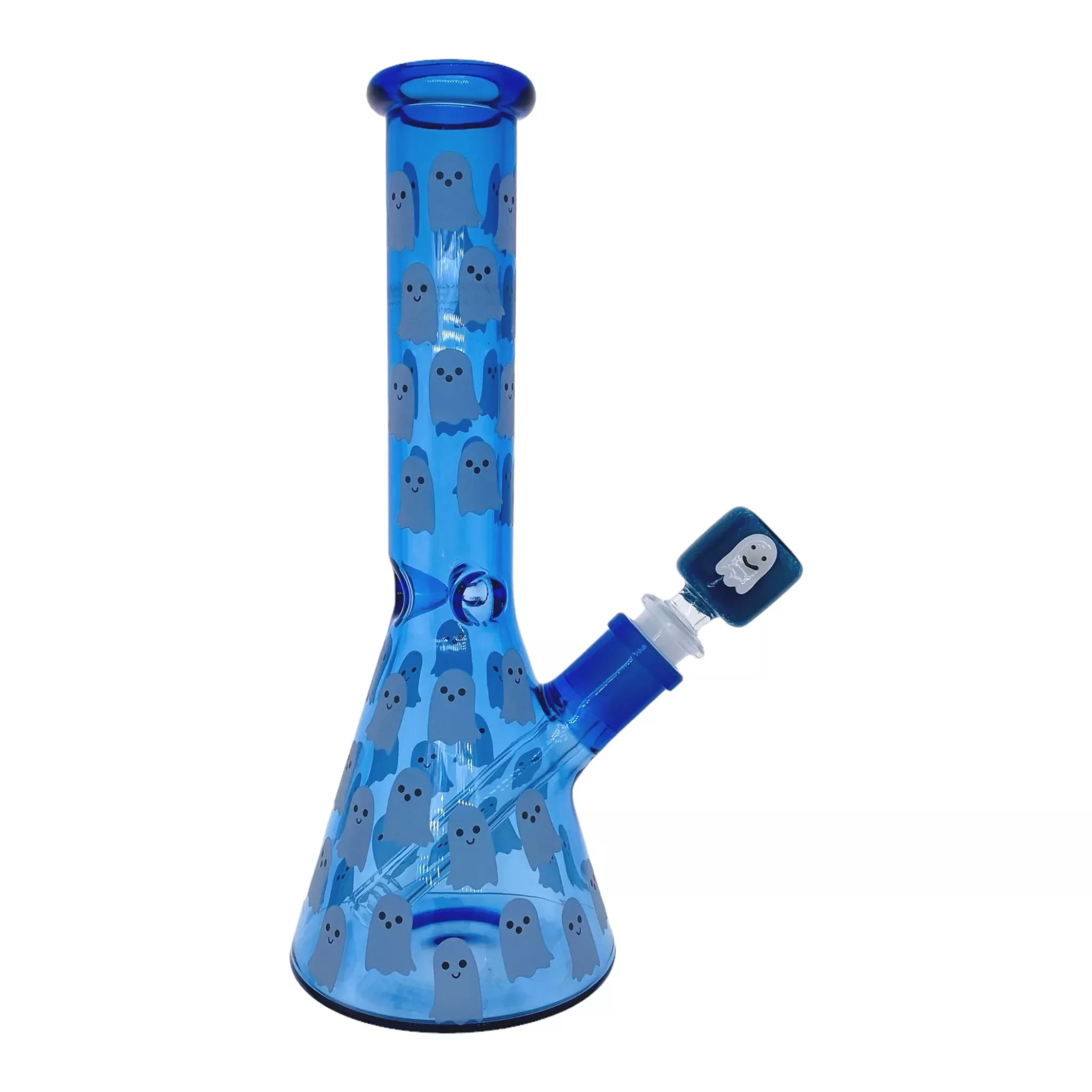 Glow In The Dark Ghost Blue Beaker Bong 10 Inches