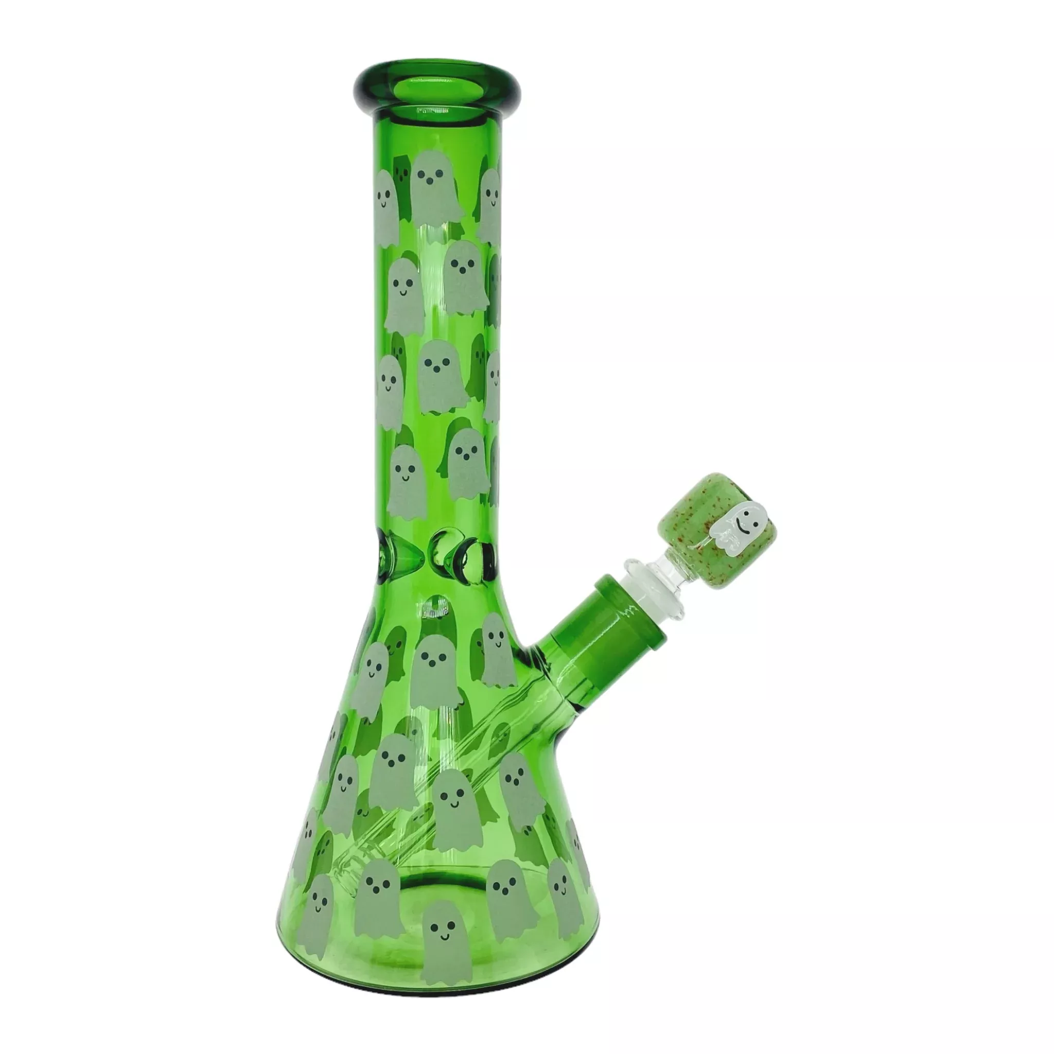 Glow In The Dark Ghost Green Beaker Bong 10 Inches
