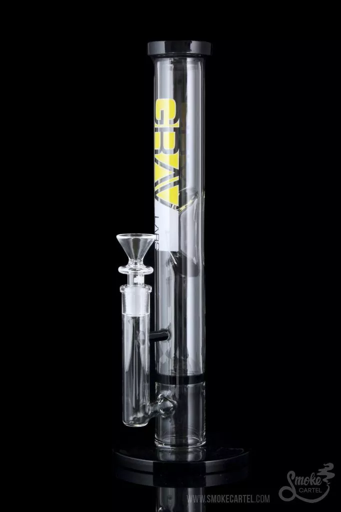 GRAV Medium 12 Inch Straight Tube with Honeycomb Perc and Black Accents