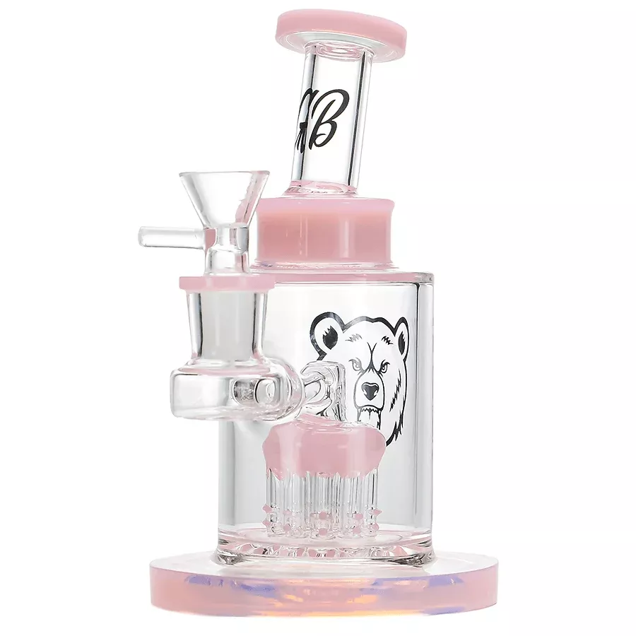 Green Bear Glass - Stacked Tree - Milky Pink