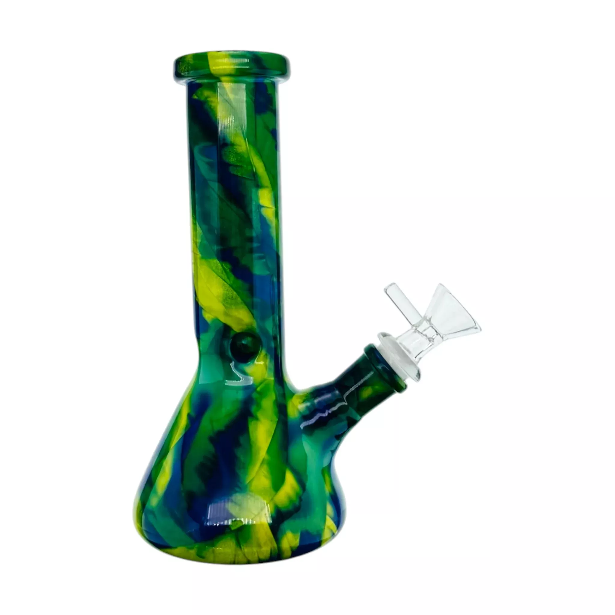 Green And Blue Mystic Marble Beaker Base Glass Water Pipe Bong 8 Inch