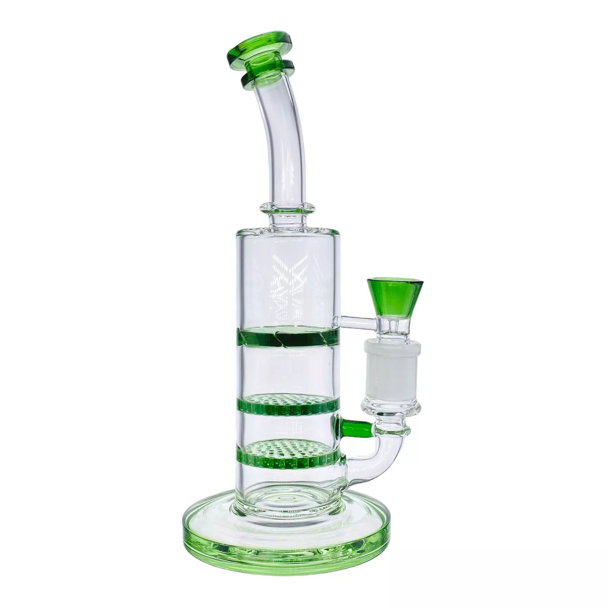 Green Inline Bong With Double Honeycomb Percs And Smoke Turbine 10 Inch