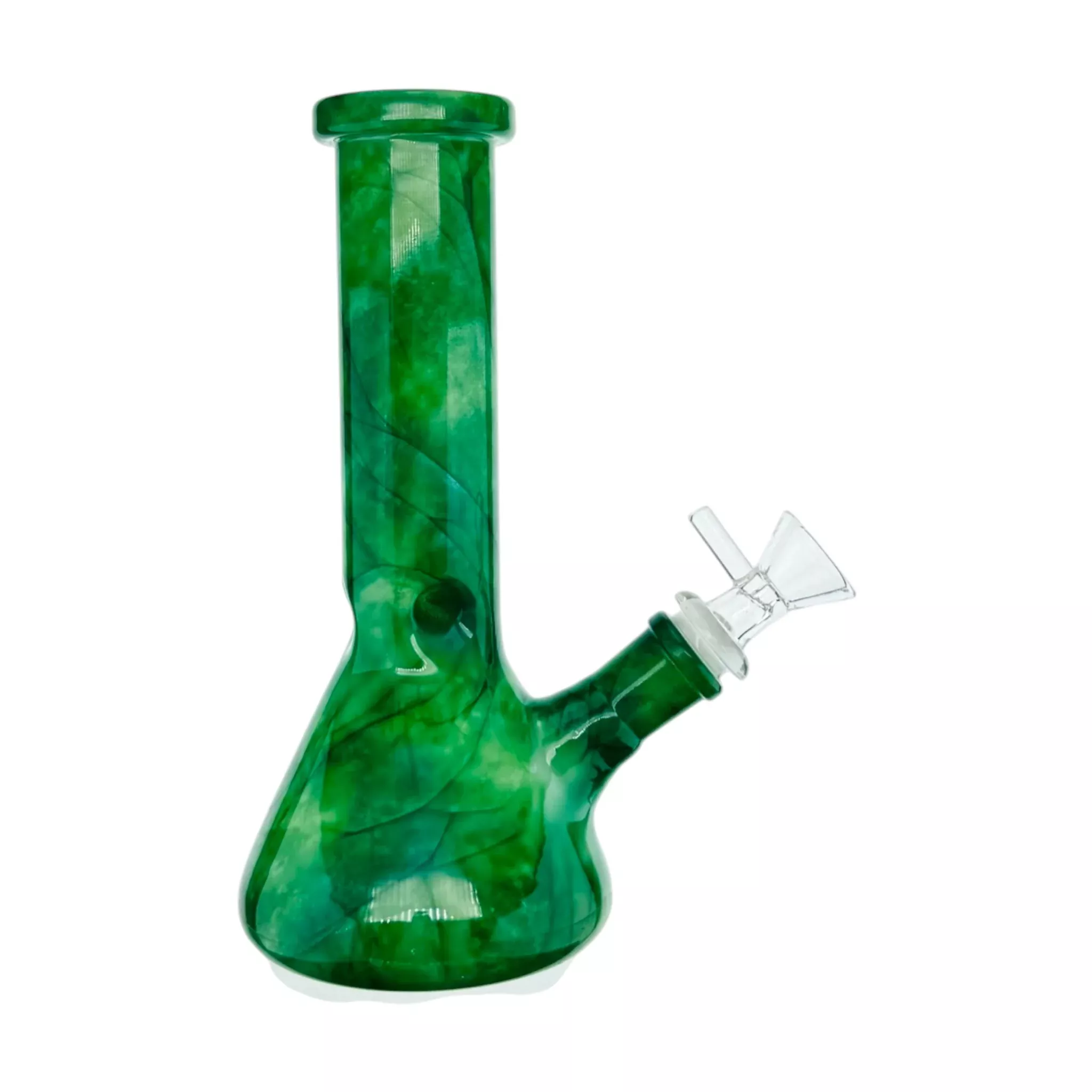 Green Mystic Marble Beaker Base Glass Water Pipe Bong 8 Inch