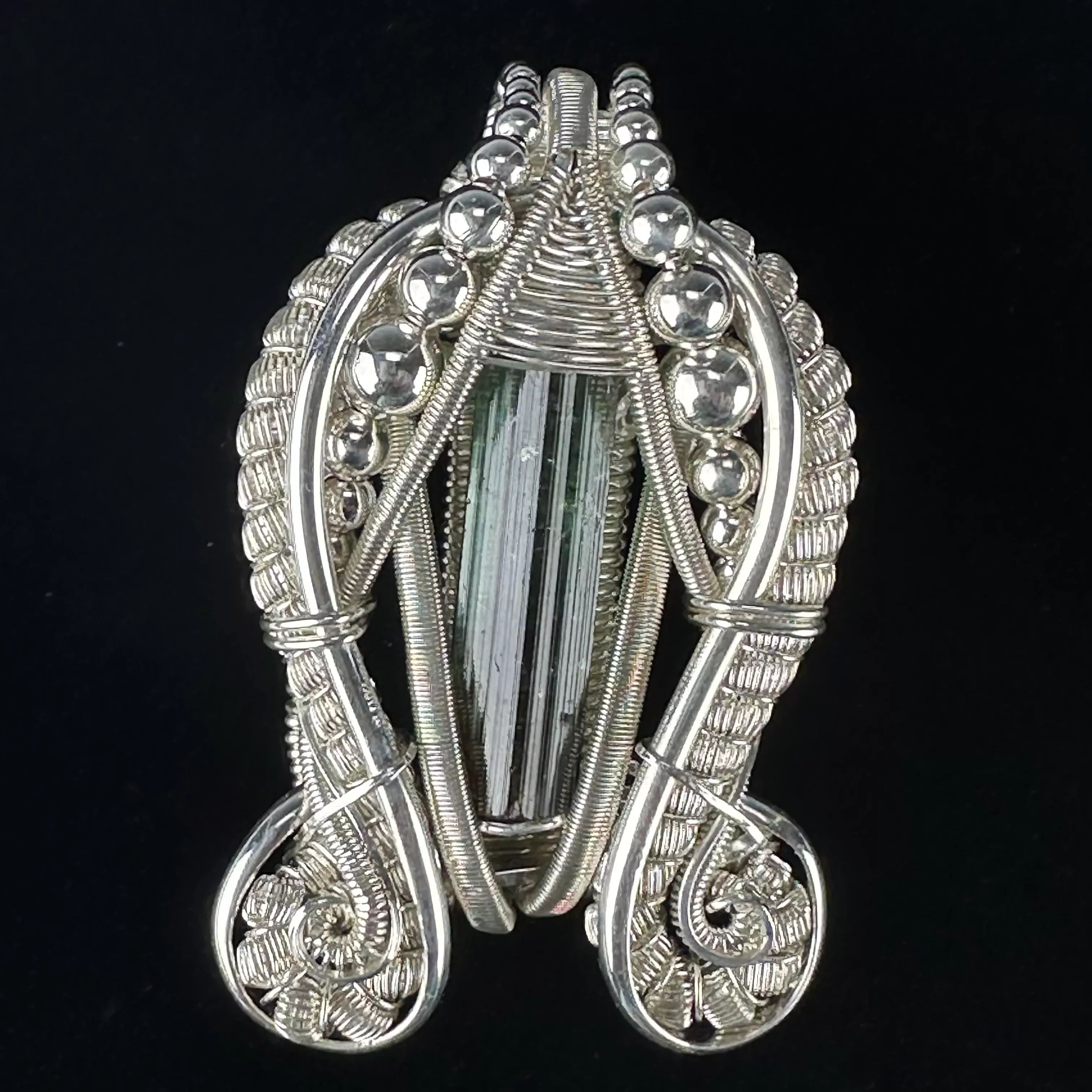 Green Tourmaline Wire Wrapped Pendant by Cosmic Wraps
