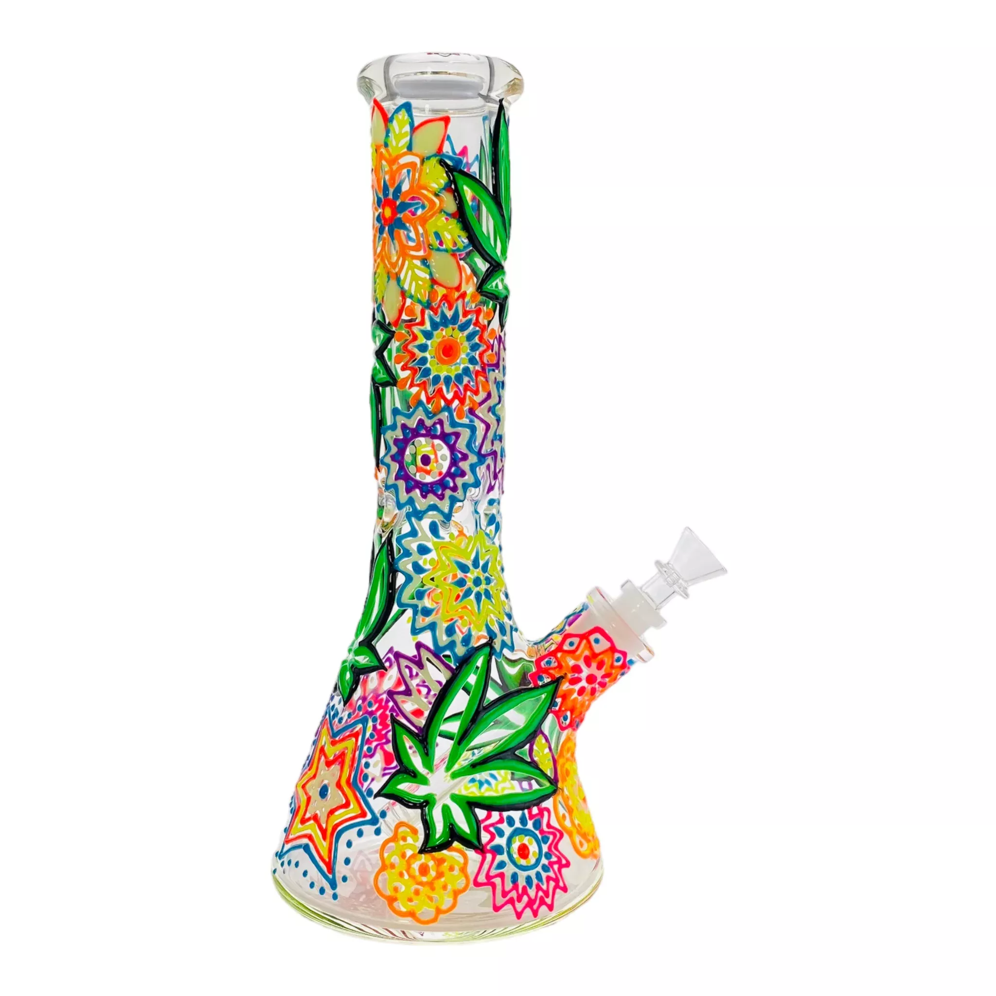 Groovy Flower Power 9mm Thick Glass Beaker Bong