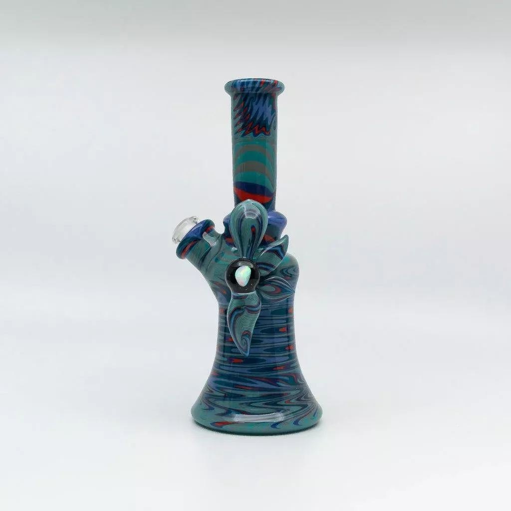 A&H Glass Mini Tube – Artistic Design in Teal, Orange, and Blue