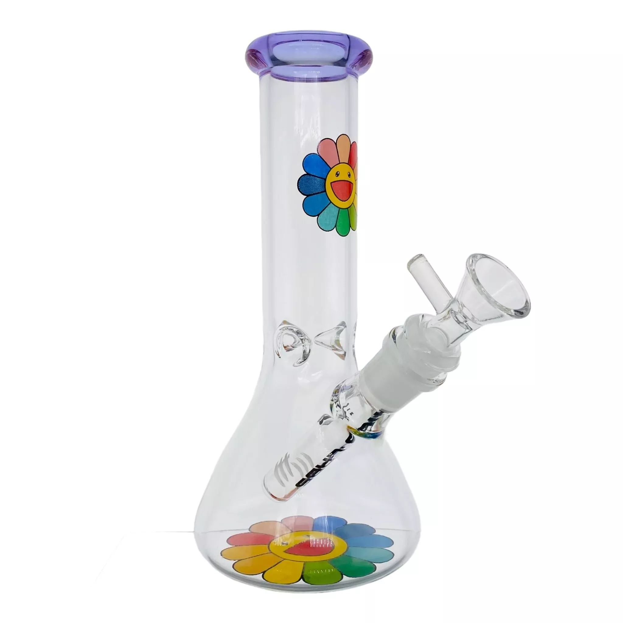 Happy Rainbow Flower 8 Inch Glass Bong