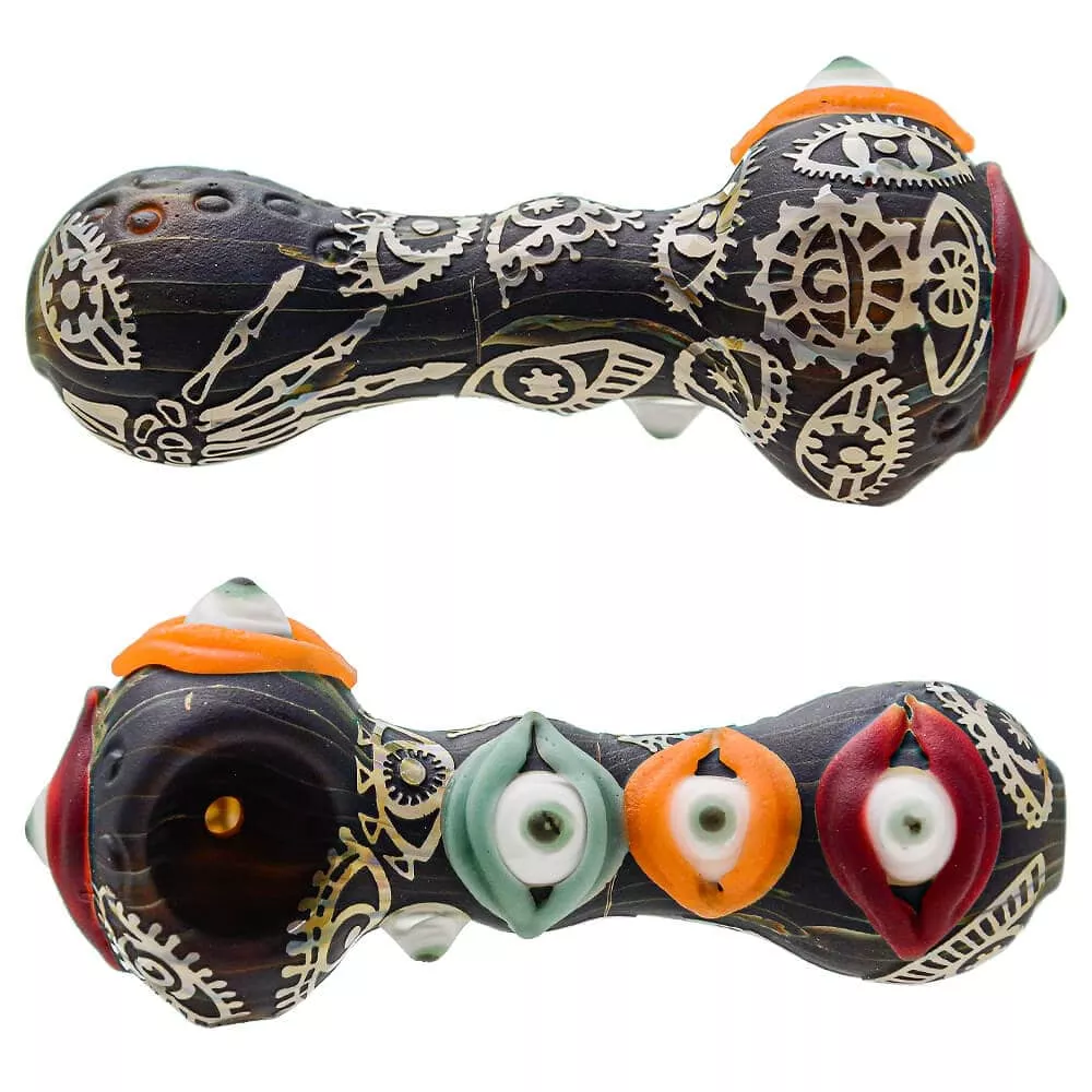 Heady Evil Eyes Hand Pipe - Sandblasted Design | Calibear