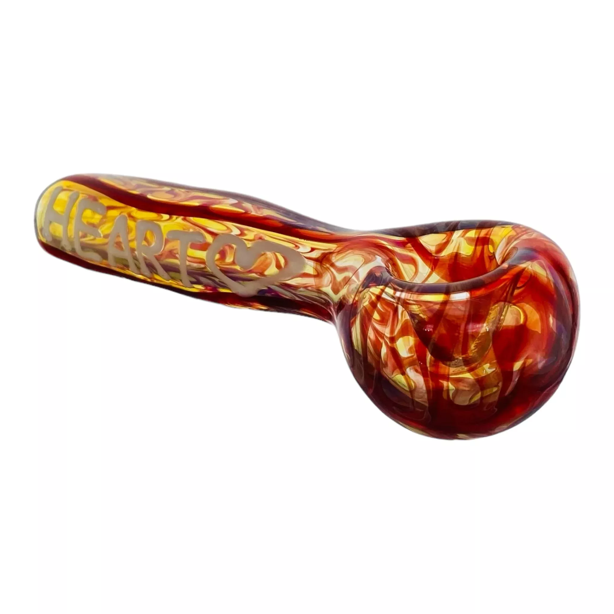 Heart Glass Hand Pipe With Red Wrap And Rake