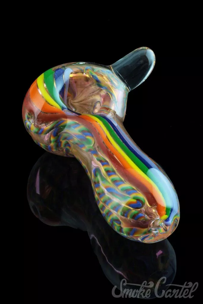 Heavy Cane Worked Rainbow Spoon – Rainbow Mega Pipe