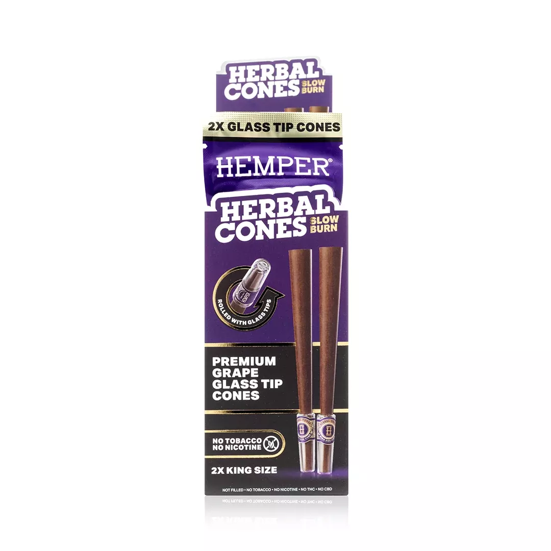 HEMPER Glass-Tipped Herbal Cones - Grape - 12ct Display