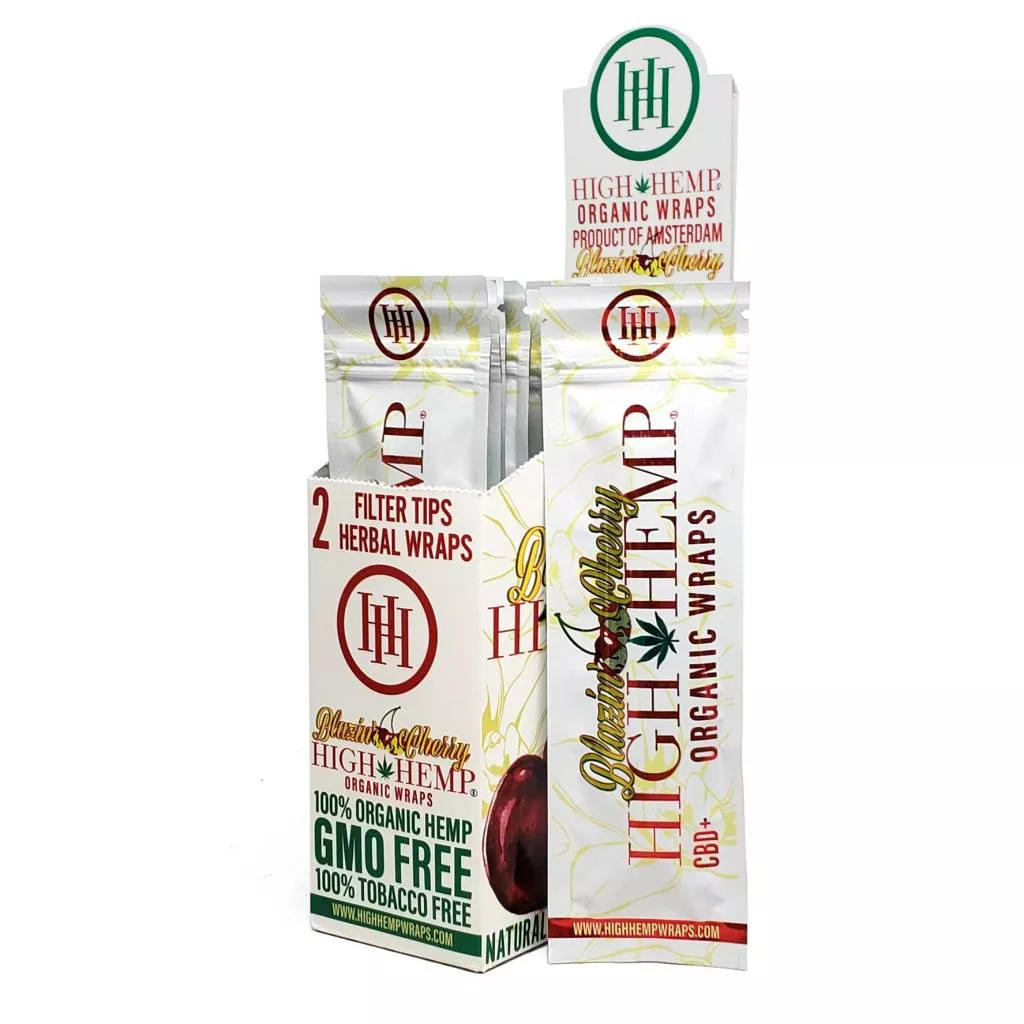 High Hemp Blazin' Cherry Organic Wraps – Tobacco-Free 25ct Wholesale Box