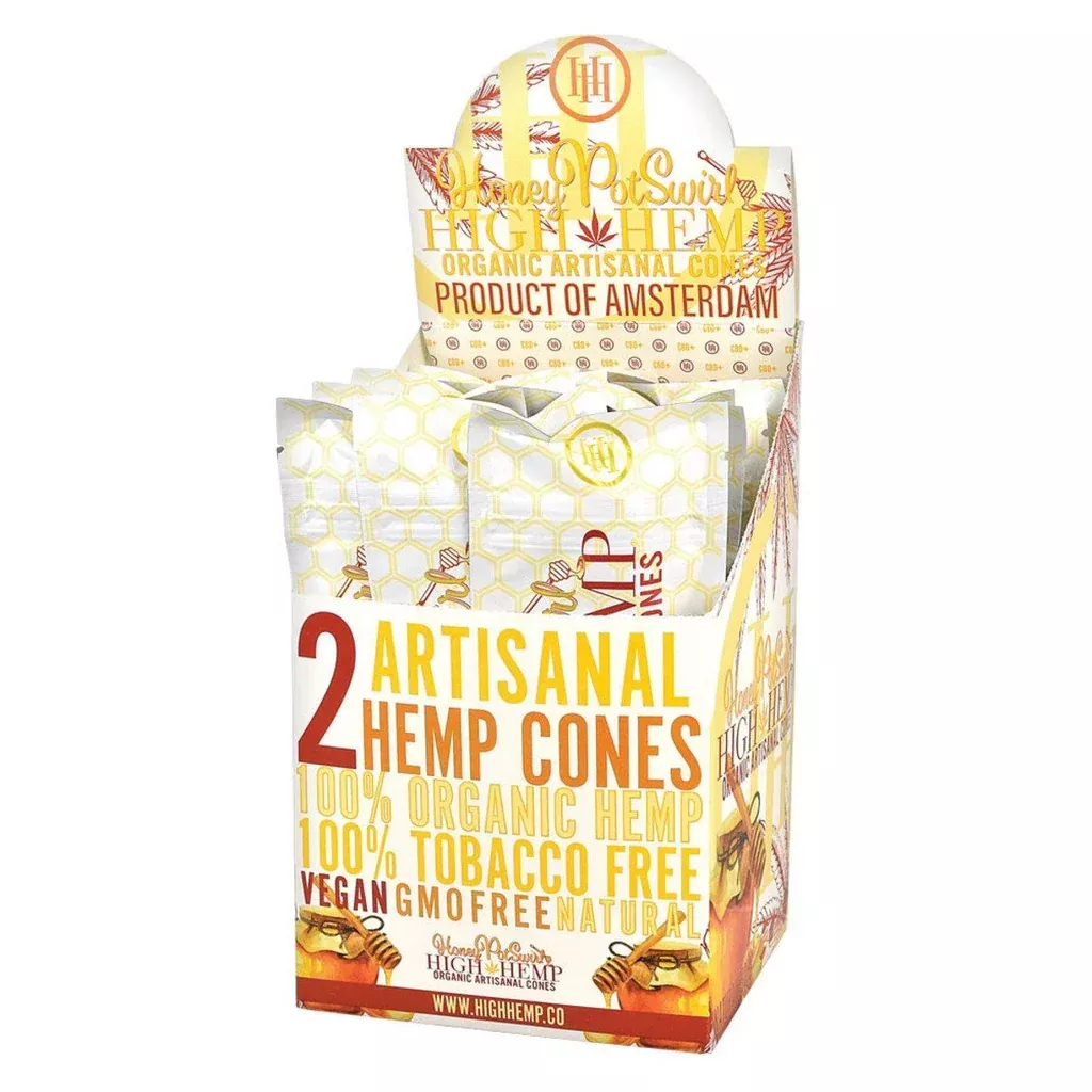 High Hemp Honey Pot Swirl Artisanal Cones – 15 Pack Box (30 Cones)