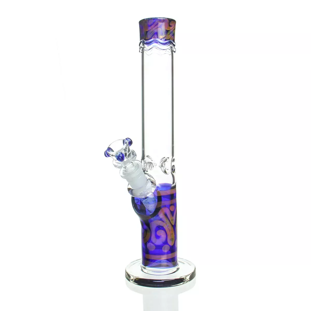 HVY Glass - 11" 38mm Coiled Color Mini Straight Tube - Blue & Copper