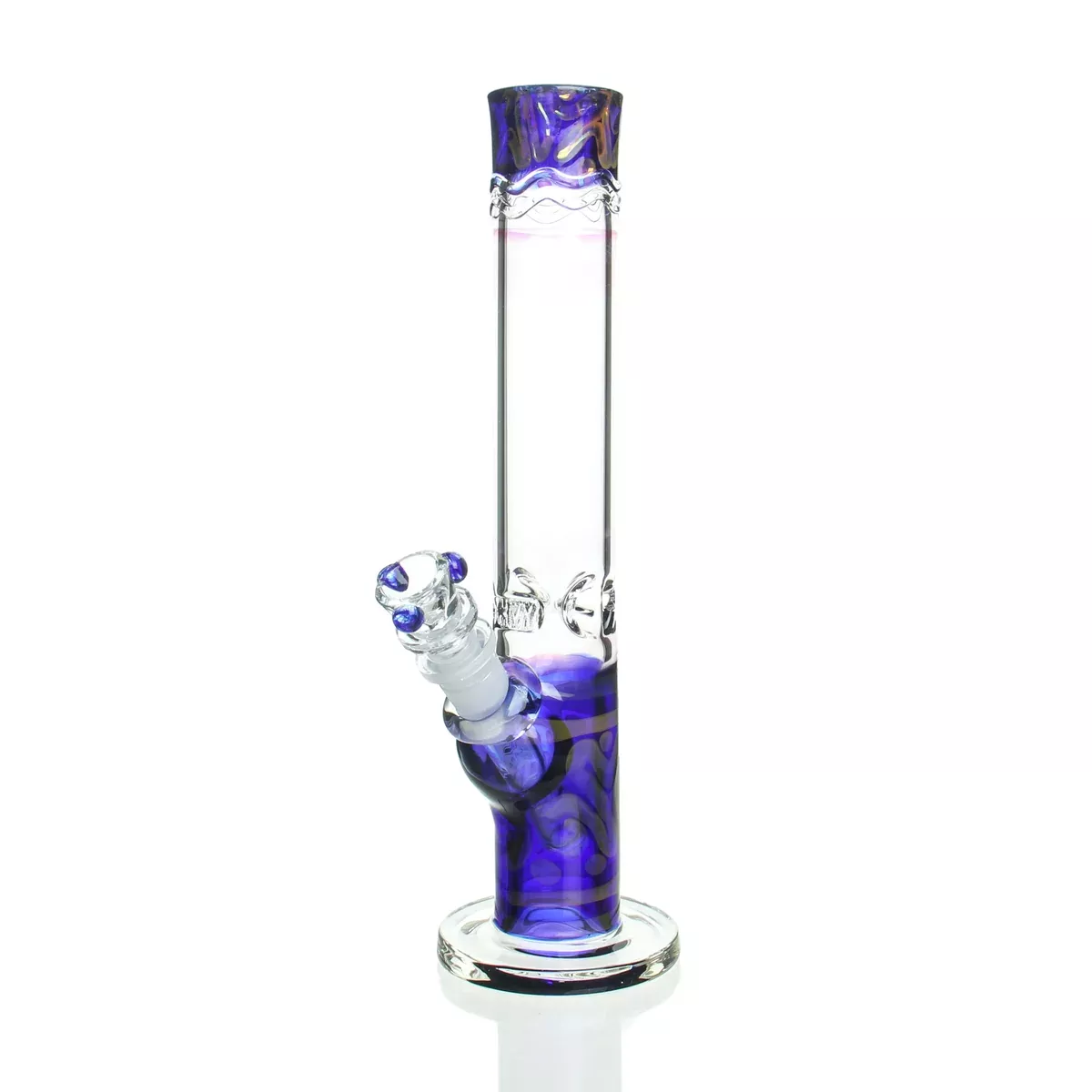 HVY Glass - 11" 38mm Coiled Color Mini Straight Tube - Blue & Gold