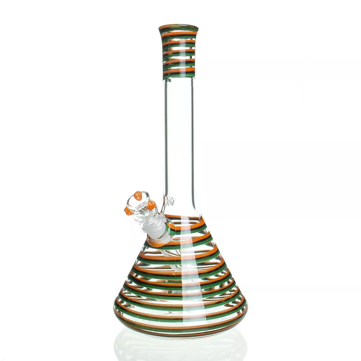 HVY Glass - 12" 32mm Swirl Beaker - Orange & Green