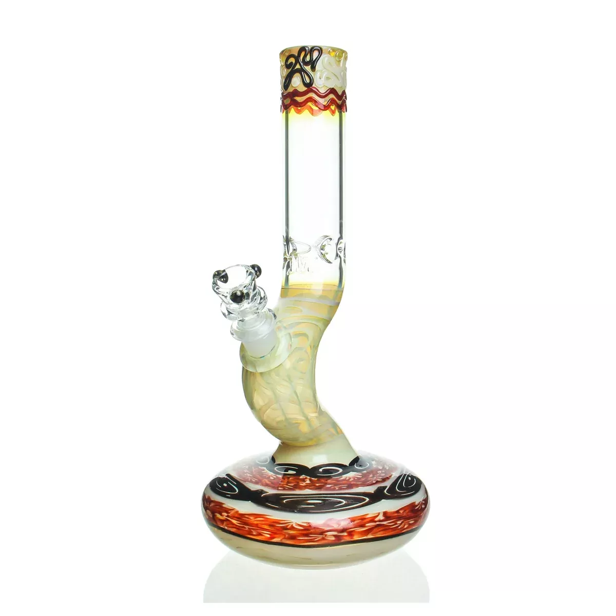 HVY Glass - 12" Bent Neck Cane Beaker - Red & Black