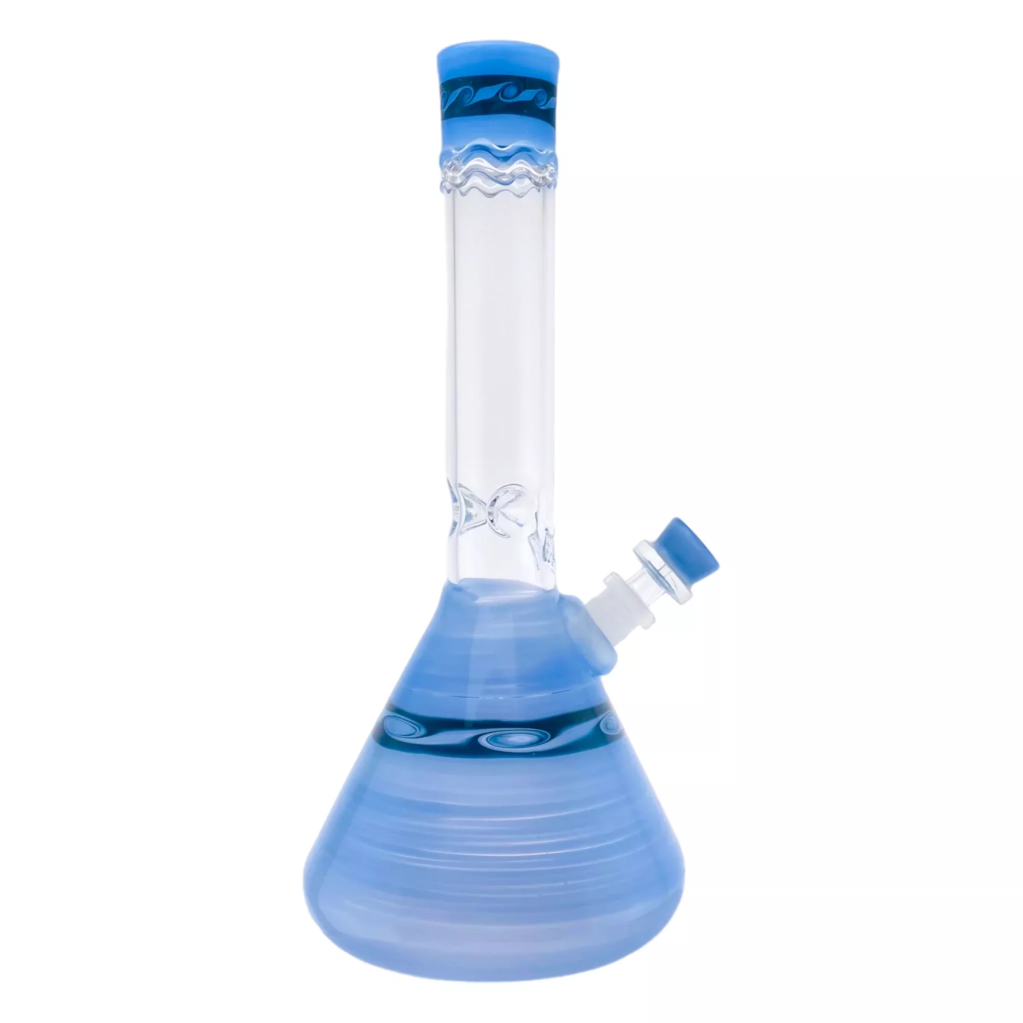 HVY Glass - Light Blue And Black Twirl Beaker Bong