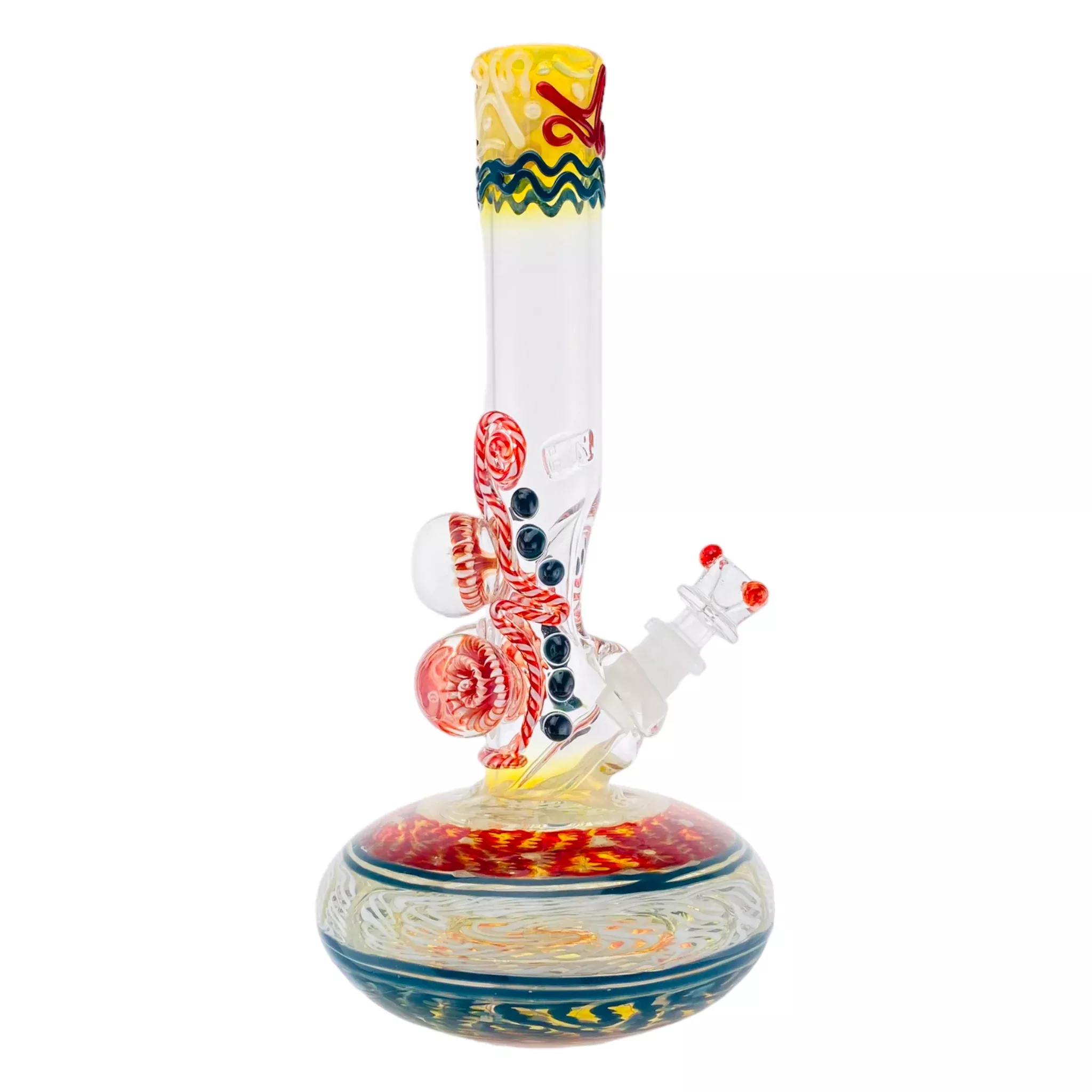 HVY Glass - Red, White, and Blue Bubble Bottom Bong With Marbles