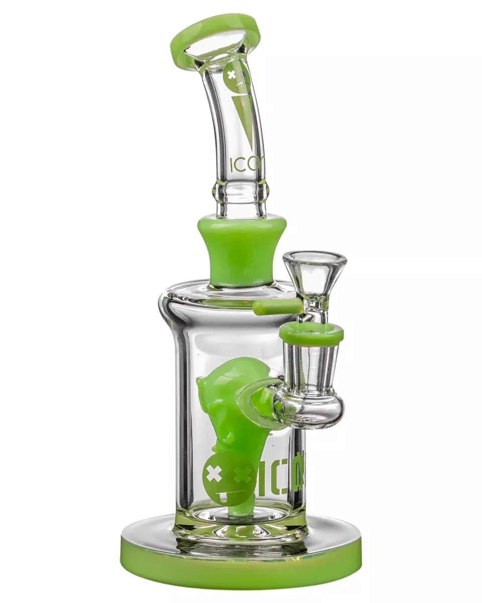 Icon Glass Alien Head Perc Water Pipe
