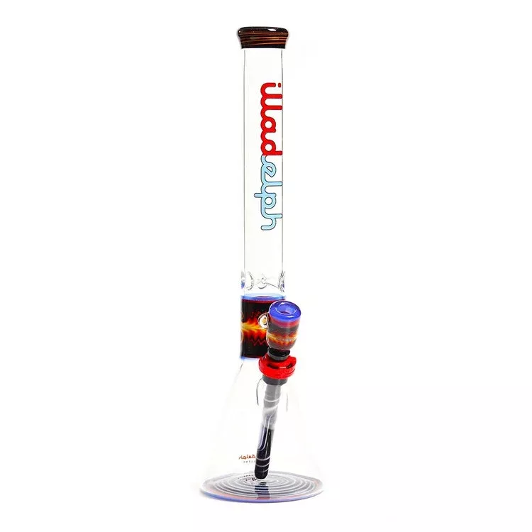 Illadelph Glass - Worked Medium Beaker - Bi-Polar Red & Blue