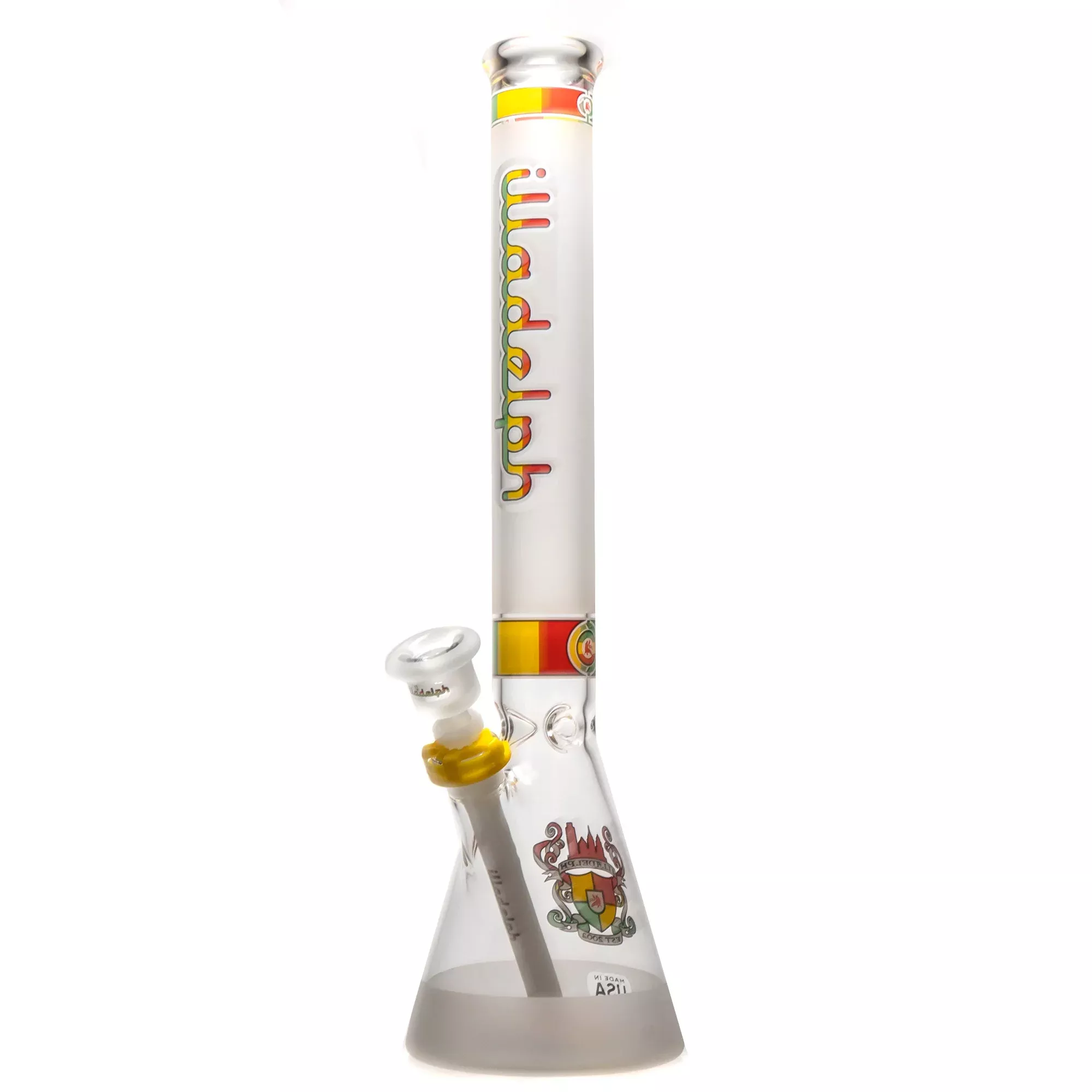 Illadelph - Medium Beaker - Frosted Signature Series - Rasta & White