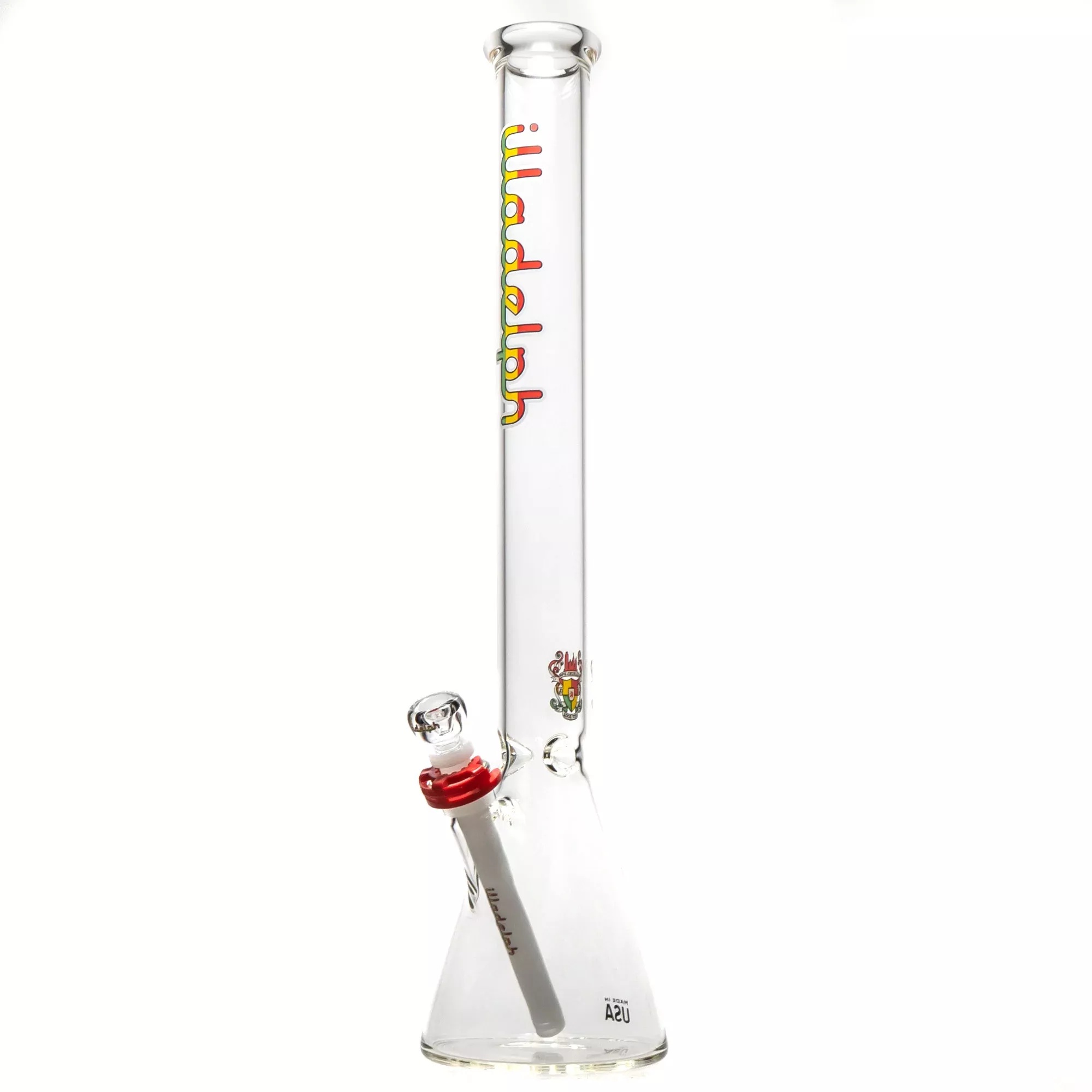 Illadelph - Tall Beaker - Rasta & White Label