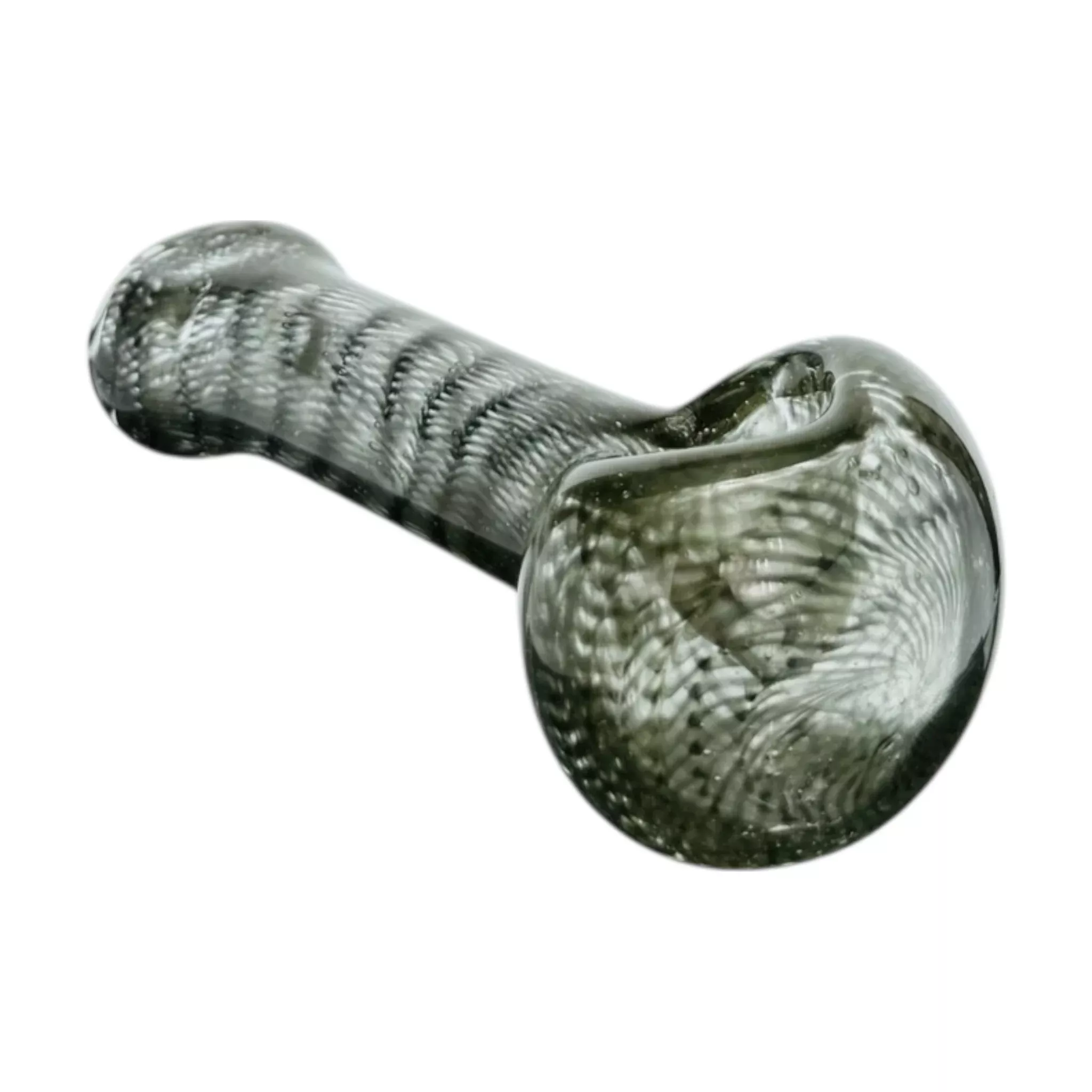 Inside Out Black Glass Hand Pipe With Flat Mouthpiece