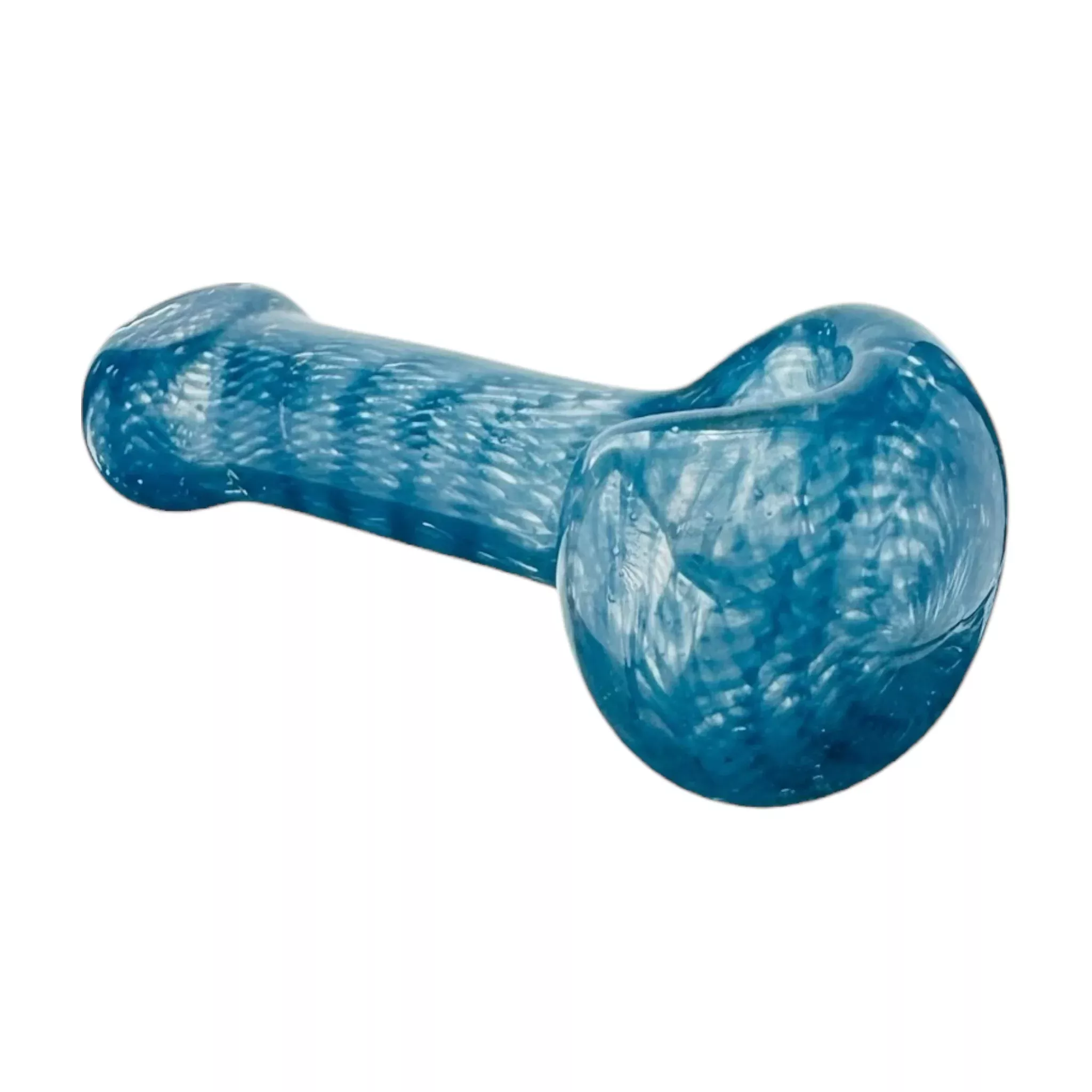 Inside Out Blue Glass Hand Pipe With Flat Mouthpiece