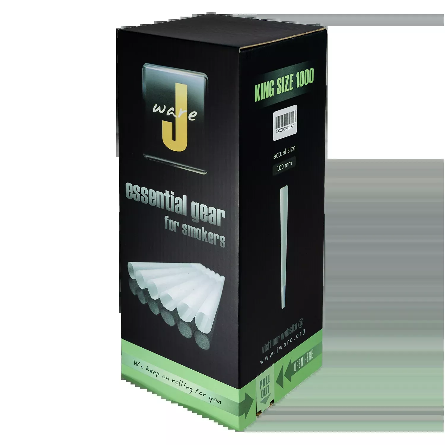 J-Ware King Size Pre-Rolled Cones – 109mm Bulk 800ct Case